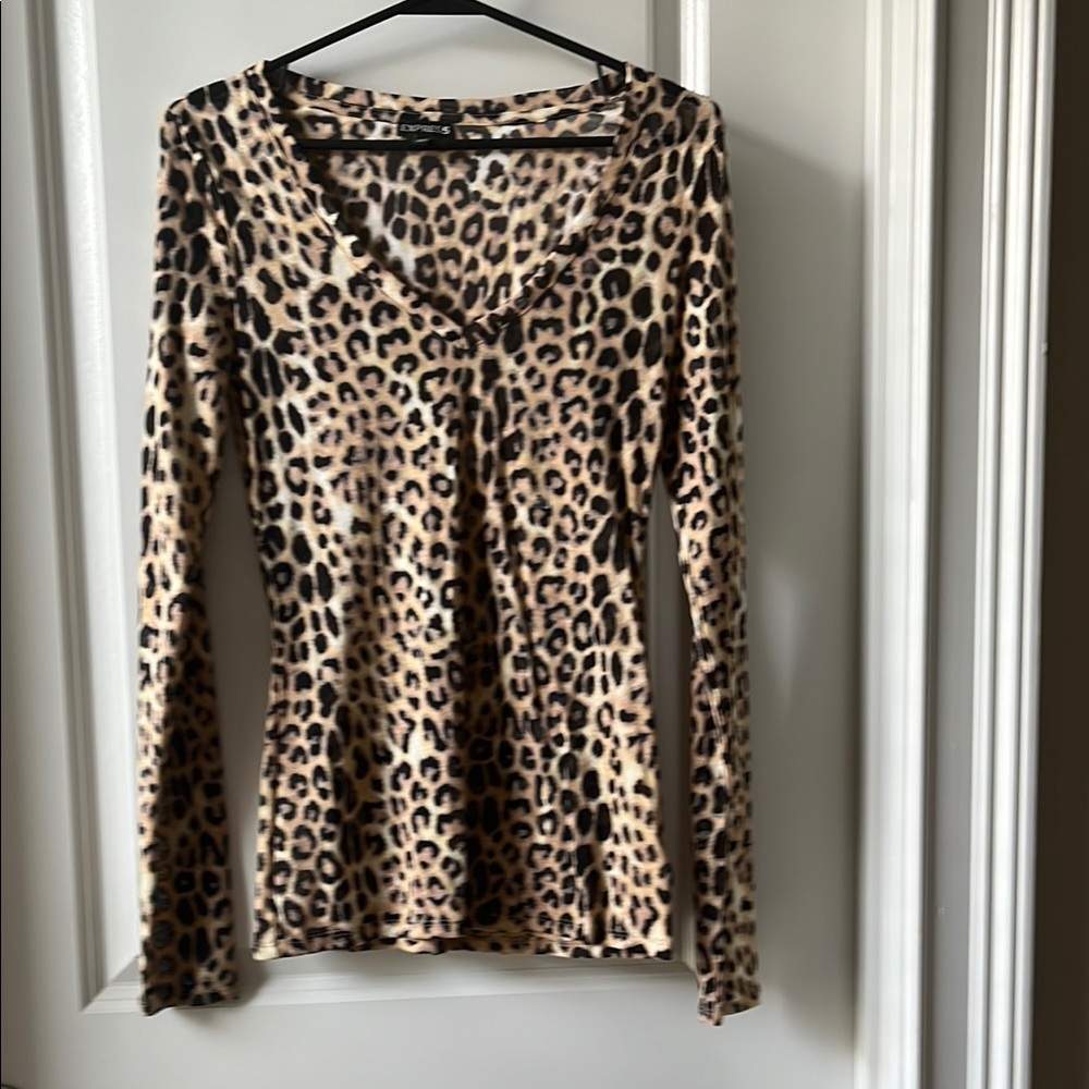 Express Brown, Black, and Tan Blouse